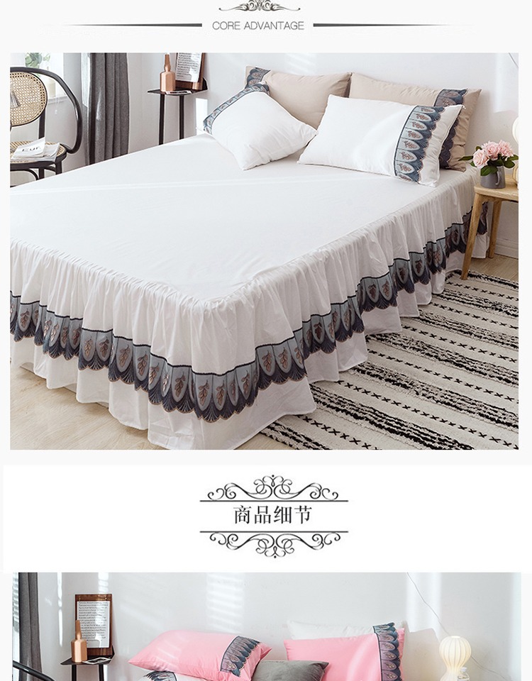 Cô gái lưới đỏ cotton bốn mảnh ren công chúa gió đôi chăn bông 1,8m giường ngủ váy - Bộ đồ giường bốn mảnh bộ chăn ga gối đệm