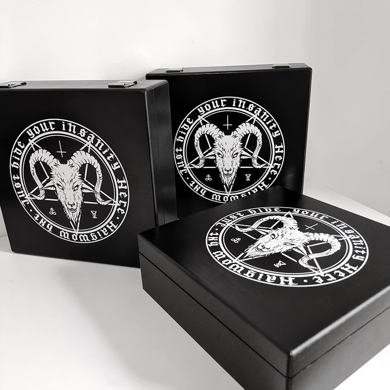 Bad Bloodline Original Dark Demon Storage Box Gothic Style Wooden Box Retro Satan Pentagram Jewelry Box Small Box