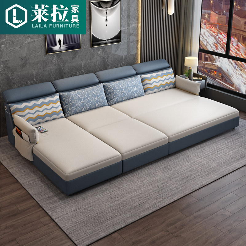 Technology cloth without armresty corner sofa bed living room multi-functional folding dual use with lounge push pull-up small household type