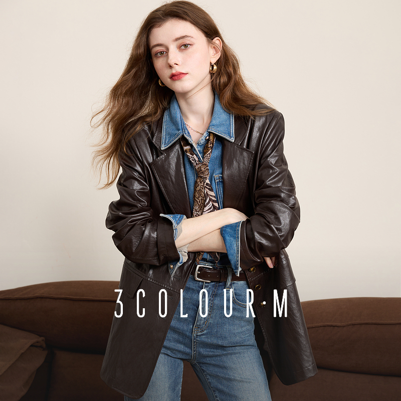 Tricolor 2025 Spring and Autumn Suit Leather Jacket with Oil Wax Texture Pu Wide Shoulder Modern Suit Royal Port Niche m Tricolor 2025 Spring and Autumn Suit Leather Jacket with Oil Wax Texture Pu Wide Shoulder Modern Suit Royal Port Niche m