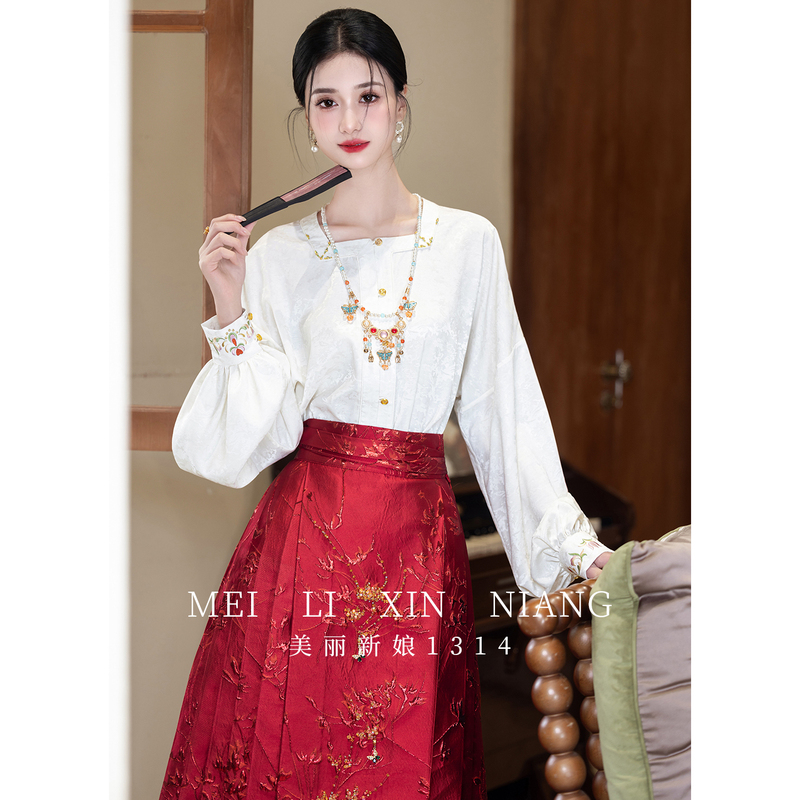 New Chinese-Style Mamian Skirt Wedding Dress 2026 New Model Bride Engagement Dress Petite Size Toast Dress Suitable for Daily Wear Slimming Effect