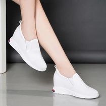 Jintebili 2019 new womens shoes fall all-in-one height-increasing student leather single shoes womens high-heeled white shoes