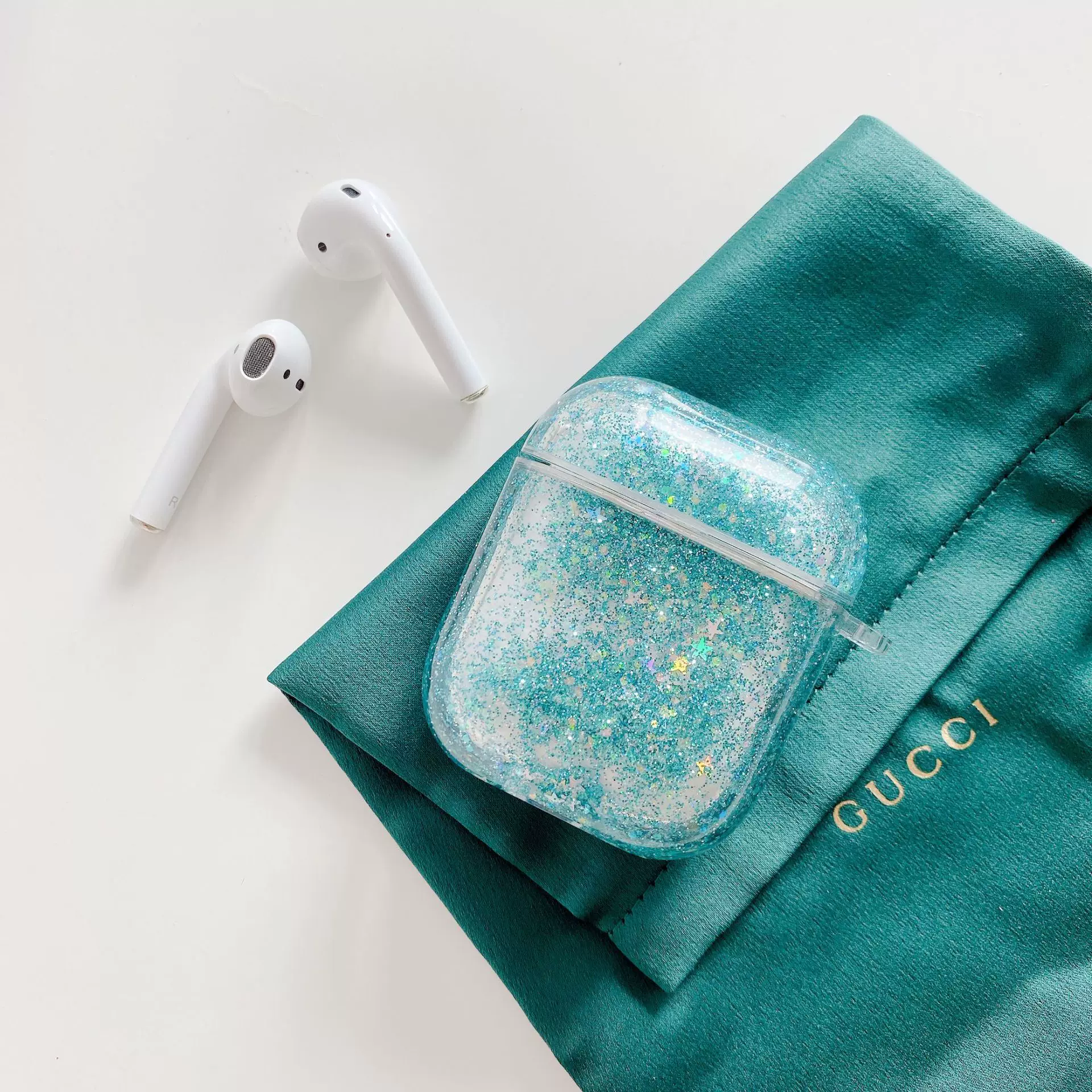 Прозрачный чехол-жидкость для наушников Apple AirPods 2/1 Air Pod