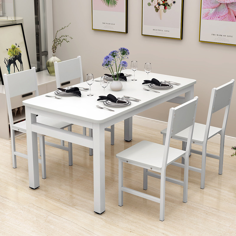 Dining table and chairs Combined modern simplicity 6 people 4 small family dining table Easy one-table six chair rectangular