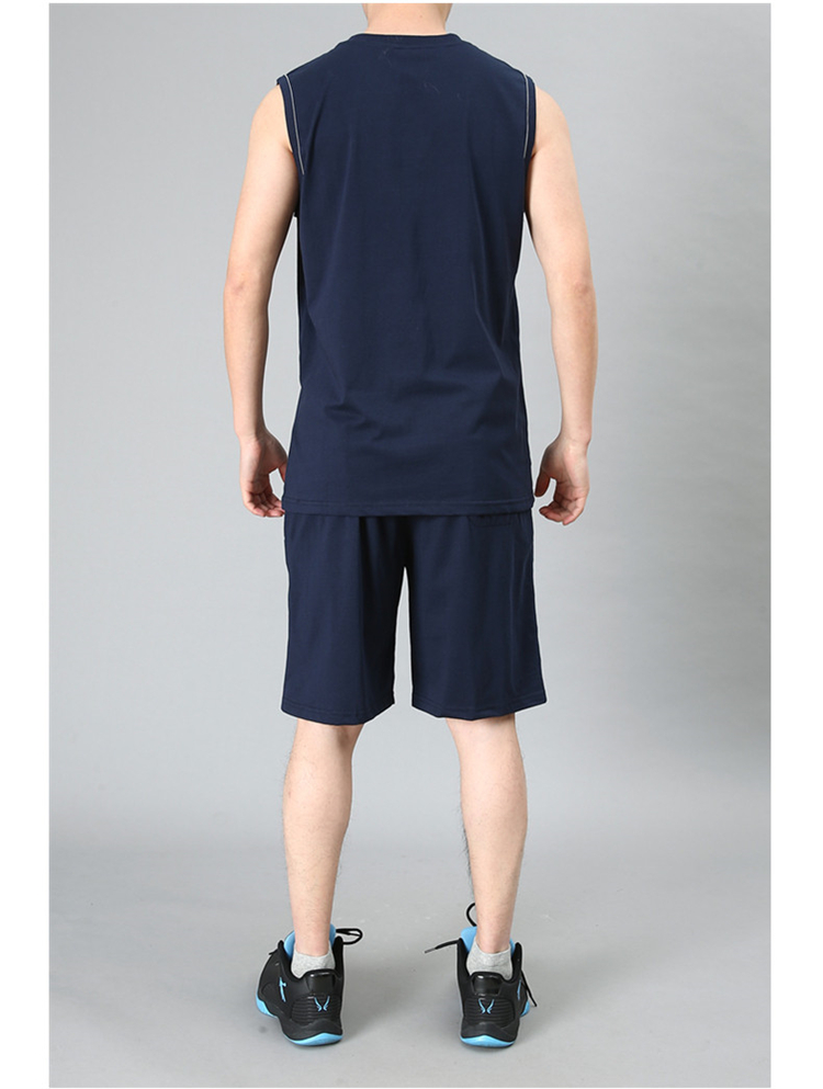 Vest ngắn Set nam mùa hè áo thun không tay mỏng chạy thể thao Cotton cạnh tranh đồng phục áo sơ mi vai - Áo vest cotton áo khoác nam giả vest