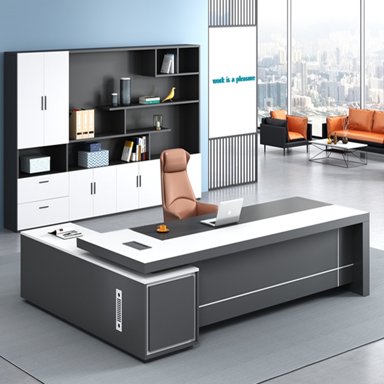 Fashion minimalist modern office furniture upscale boss desk desk chair with assistant cabinet big bandai boss table