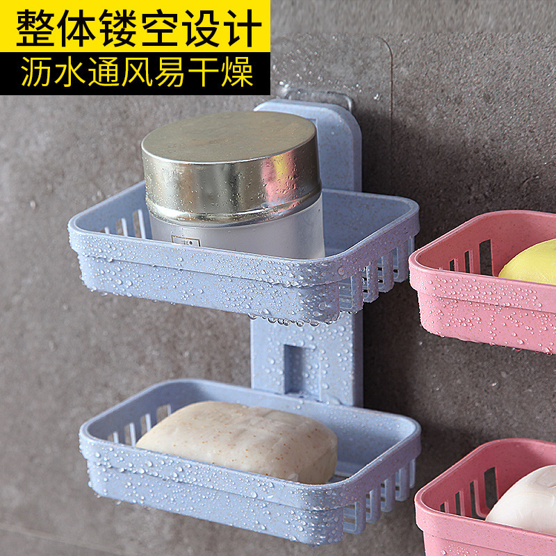 Creative double-layer drain fertilizer box wall-mounted non-trace velcro incense rack Wheat straw non-trace fertilizer box