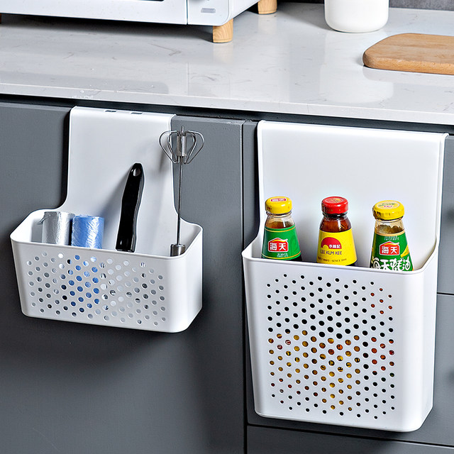 Cabinet door wall-mounted storage box without punching holes in bathroom kitchen bathroom storage rack hanging door rear storage rack storage tool