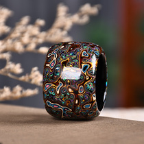 Mu Li big lacquer beads rhino skin crystal ring finger ring ring ring ring ring ring running Chinese style