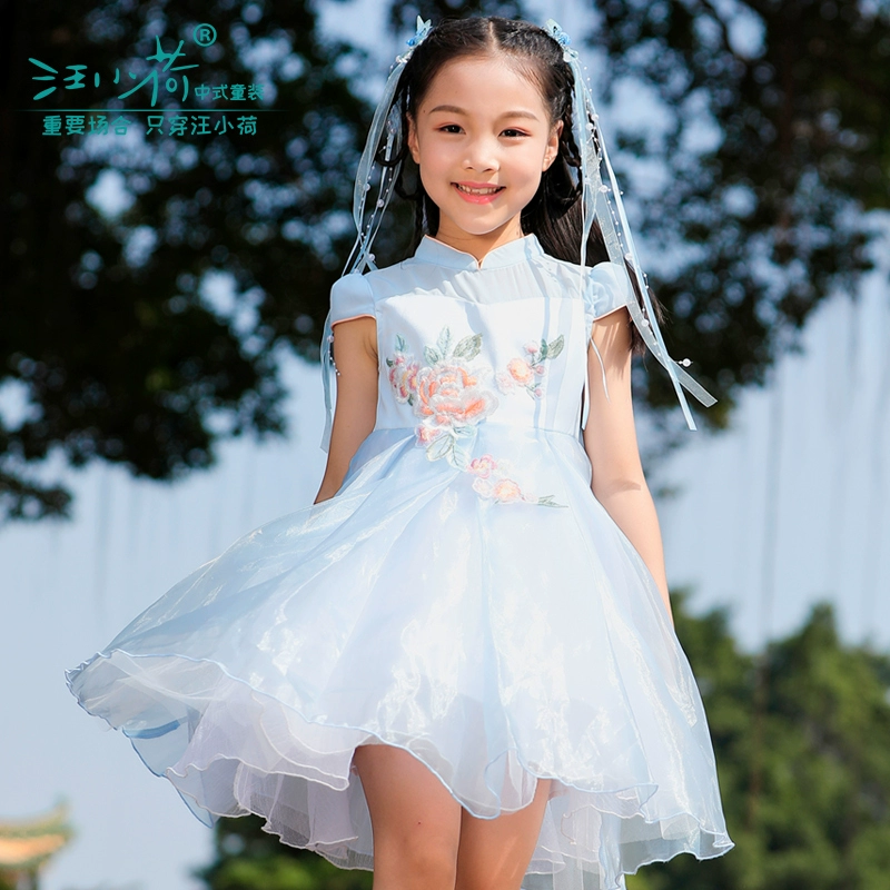 Wang Xiaohe trẻ em công chúa váy cô gái váy phồng gạc 2020 mùa hè mới váy Hanfu trang phục - Váy trẻ em