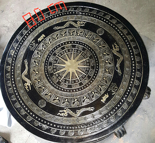 Tea Table Bronze Drum Collection Bronze Drum Villa Decoration Bronze Drum Hotel Lobby Bronze Drum Diameter 60 cm Bronze Drum