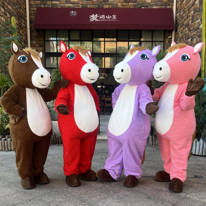 Rainbow Classic Year of the Horse Mascot Costume Adult Inflatable Zodiac Mascot Event Performance Cartoon Doll Costume in Stock
