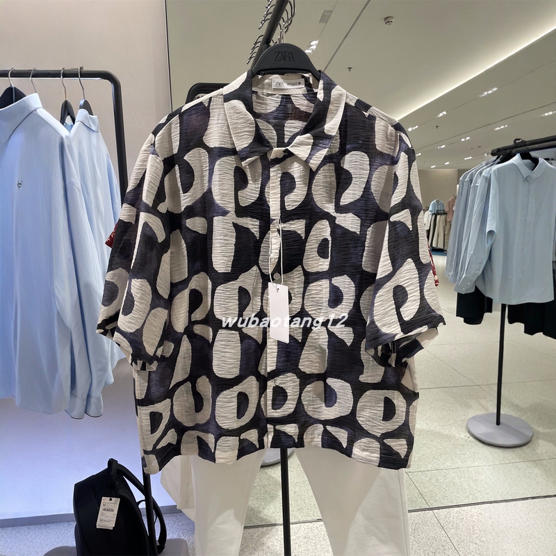 Zara Genuine Men's Clothing Domestic Purchasing Agent May Collection Printed Short-Sleeve Comfortable Shirt 1012668 1012/668