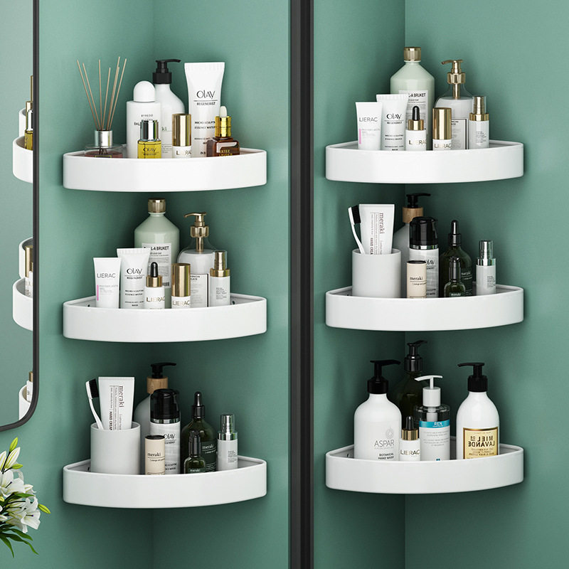Makeup Room Shelve Free Space Aluminum Corner Free of nail wall-mounted triangular white Contained Basket Corner Shower Room