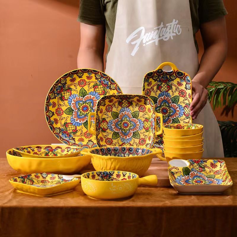 3,868 People Are Watching】Bohemian Style Ins Style High Temperature Resistant Free Shipping 8inch Deep Plate for Home Use with High Aesthetic Value 3,868 People Are Watching】Bohemian Style Ins Style High Temperature Resistant Free Shipping 8inch Deep Plate for Home Use with High Aesthetic Value