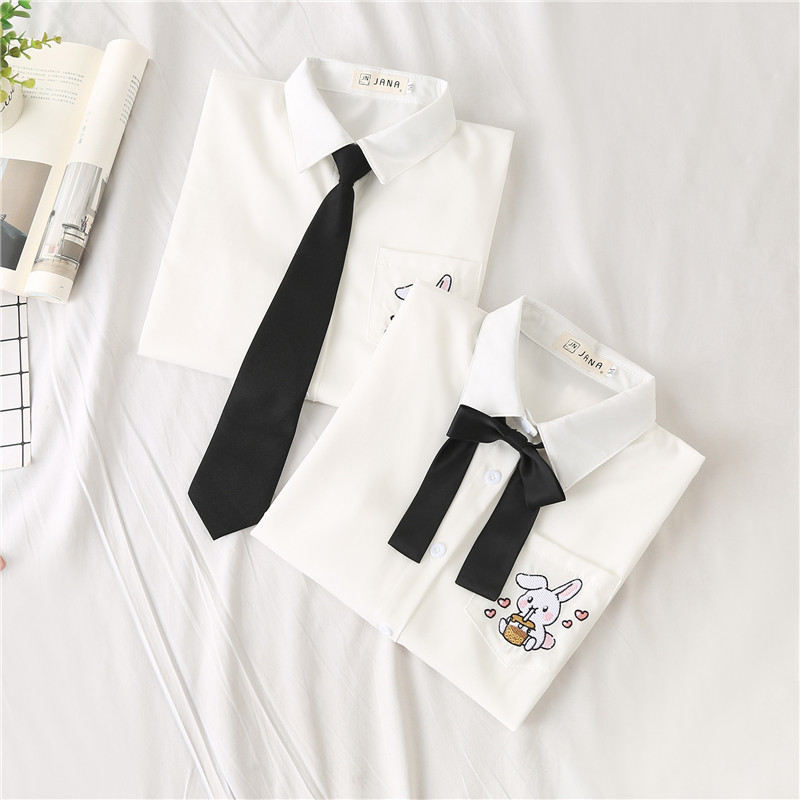 Spring and Autumn Original JK Uniform Shirt Woman Sleeved Butterfly Knife Cute Milk Embroidery College Life with Shirt