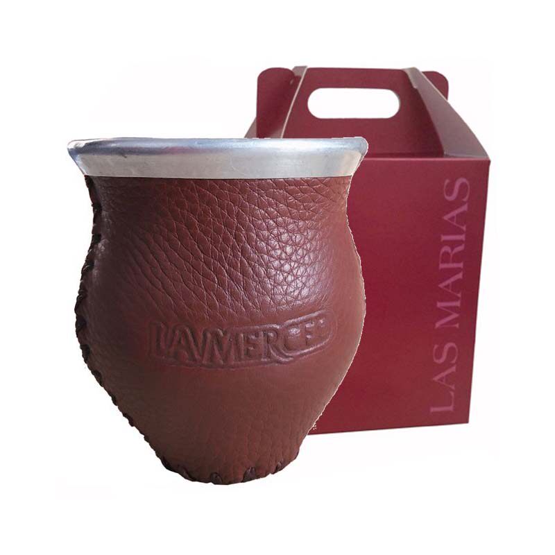 Argentine Mate Tea Cup, Outer Layer is Cowhide, Free 1 Pack of 500g Mate Tea