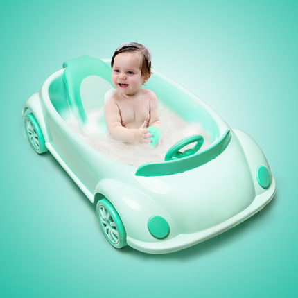抖音同款网红小汽车婴儿洗澡盆新生儿童可坐躺