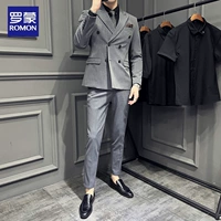 Серый полосатый 62 двухбортный набор из трех частей