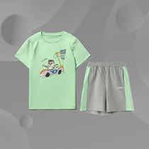 Li Ning Children's Wear Suit Boys 2020 New Short Sleeve Shorts Summer Leisure Sports Suit YWBQ023