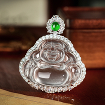 VISING jewelry natural glass quartz jade foam jade Buddha principality style pendant necklace comparable to jade