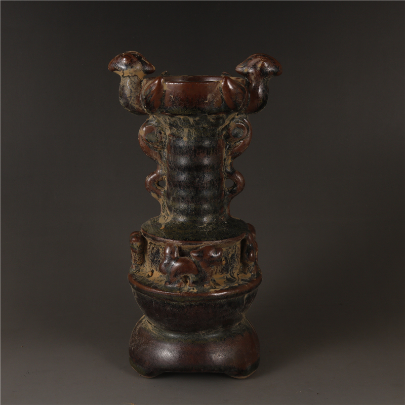 宋代茶葉釉青磁三脚油灯燭台出土骨董品古美術品古物コレクション防具装飾品