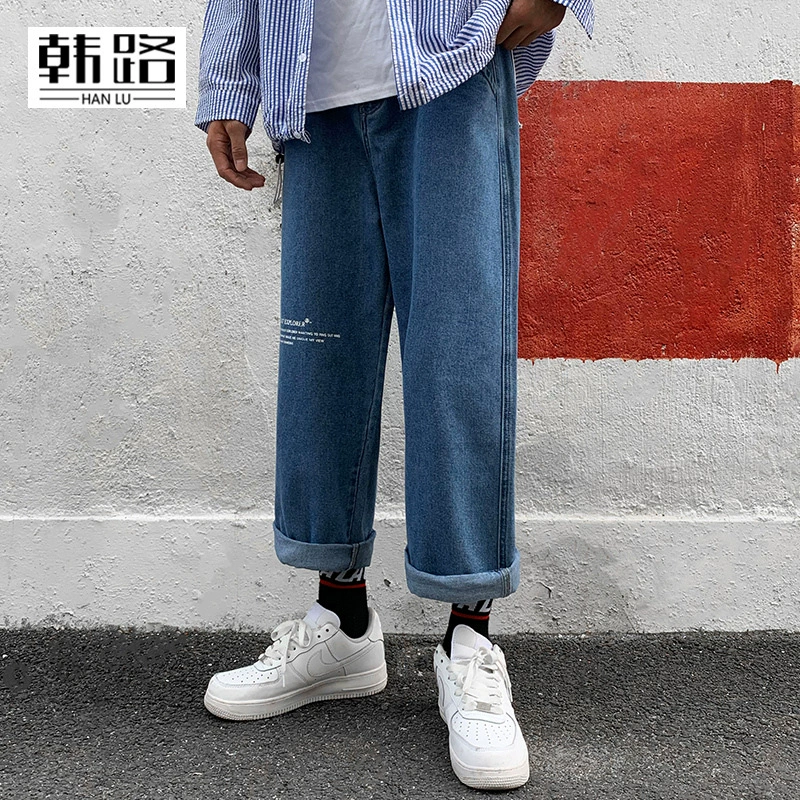 Quần áo nam Hanlu 2020 sản phẩm mới quần jean oversize in chữ thẳng quần hip hop - Quần jean