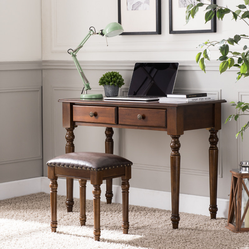 American-style small desk all solid wood computer desk home study desk and chair student desk European-style minimalist desk