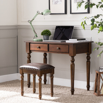 American small desk Full solid wood computer desk Home learning desk and chair Student writing desk European simple office desk