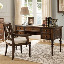 American country solid wood desk European computer desk Office desk Writing desk Study furniture desk chair bookcase combination