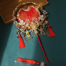 Bride marriage fan Chinese wedding fan married wedding fan with flower fan Xiuhe clothing fan fan fan DIY material pack