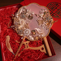 Bride fan diy material package married married with flowers Chinese ancient style Han clothing double-sided finished fan