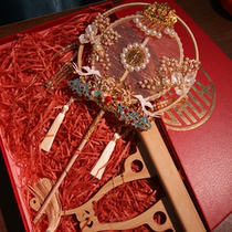 Champagne bride fan fan fan fan Xiu fan fan clothes handheld flower diy material package wedding fan finished product