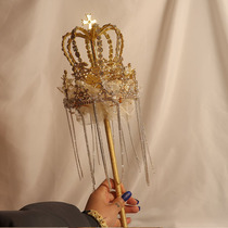 Bride wedding Net red wedding photo studio photo props creative hand Flower Queen bouquet wedding cane