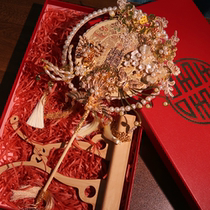 Chinese wedding champagne fan fan wedding bride jitsu little red book DIY hand-made ancient style Xiuhe fan