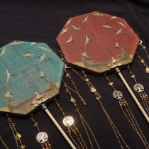 Late Yin original Song Hui ancient wind long handle tassel Palace fan Hanfu round fan female handmade broken cloud Fan Fan Fan