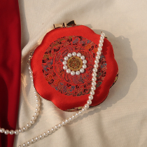 Late chanting original handmade wedding bag bride wedding show and Chinese mouth gold bag red hanfu wedding retro inclined satchel