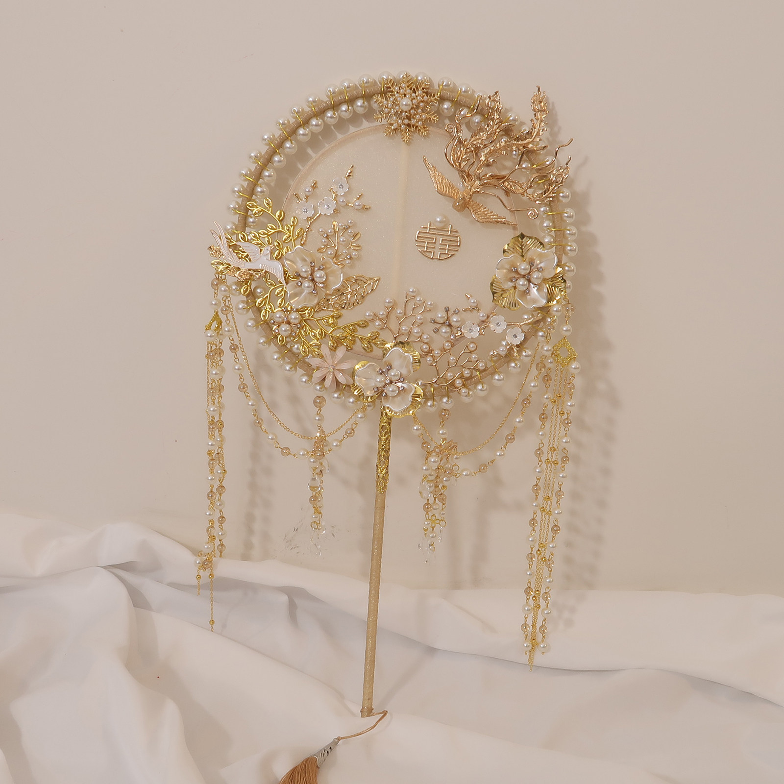 Bride fan fan fan handmade Chinese wedding fan Xiuhe clothing fan DIY material bag fan