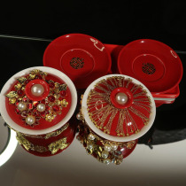 Late Yin original small red book with pure handmade ancient style wedding change to tea cup ceramic newcomer festive gift