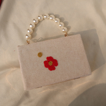 Evening reciting original handmade bag with womens ancient wind embroidery handbag qipao womens bag pearl chain bag hanfu bag