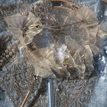 Bride marriage group fan diy material packaging fan fan wedding handheld Xiuhe fan silver Hansuit double lap finished product