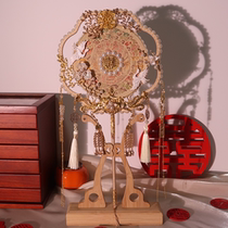 Bride fan fan Chinese wedding champagne fan fan married DIY material bag pocket fan double face embroidery