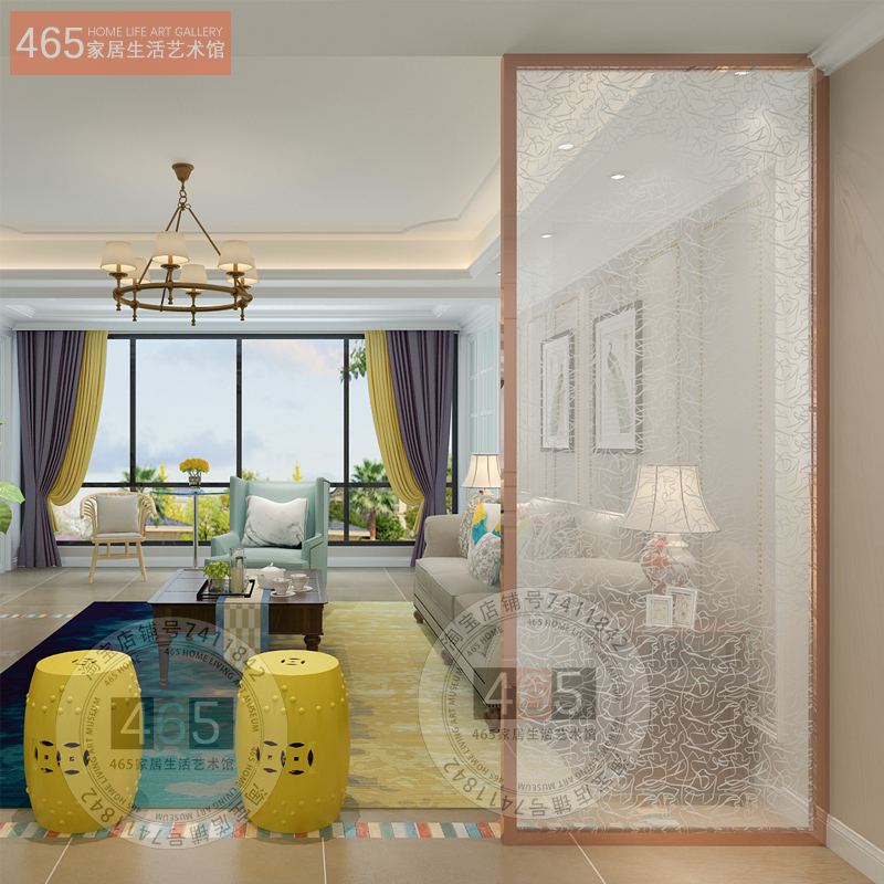 Art Glass Customized Guangdong Manufacturer Direct Sales Living Room Screen Hotel Partition Dry Wet Partition Art Glass T