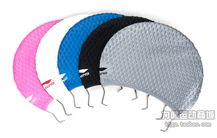 LING Mũ bơi Li Ning dành cho người lớn nam nữ trẻ em không thấm nước Earmuffs tóc dài thoải mái silicone bơi mũ mũ bơi trẻ em