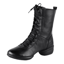 Haroman Winter New Genuine Leather Black Dance Shoes Women Soft-bottom Interior Water Soldiers Dance Shoes Special Square Dance Women Shoes