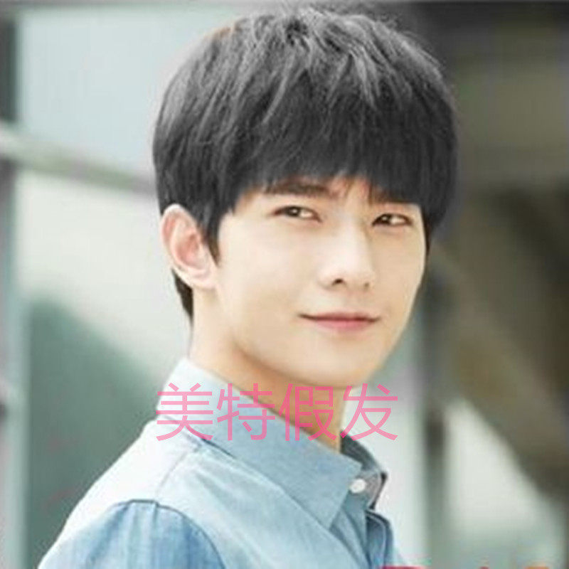 韩版帅气男假发短发男生逼真短直发 自然男士蓬松随意学生 黑棕色