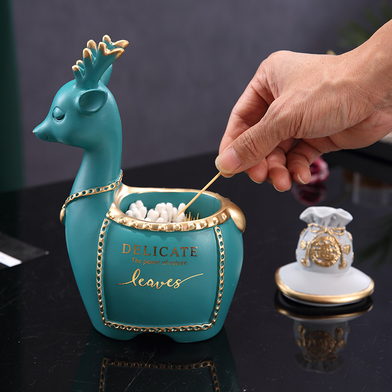 Creative luxury toothpick box Nordic living room cotton barrel restaurant home toothpick personality collection box decoration