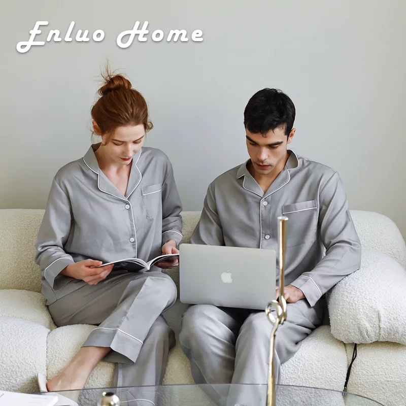 EnluoHome смесь хлопка Tencel шёлк женские пары пижама весна и осень помолвление свадебная домашняя одежда на длинный рукав