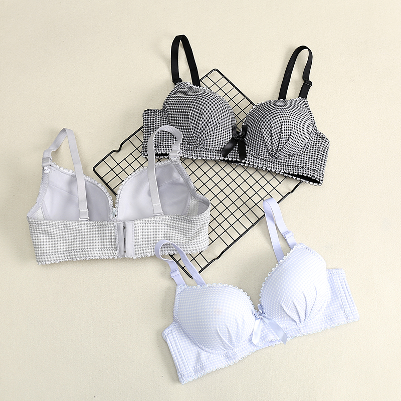 Underwear women without rims small chest gather girly style summer bra high school students cover thin section to receive auxiliary breasts to prevent sagging