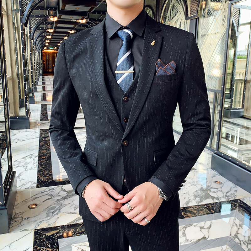 Autumn and winter new British Korean version slim casual business men's suit three-piece suit TZ137-P265